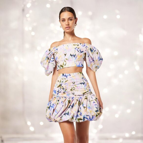 NWT Elliatt Remy Linen Off Shoulder Top and Mini Skirt Set - Picture 12 of 12